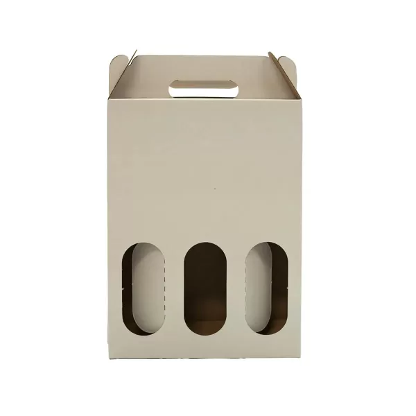 3 bottle wine carrier box - sand