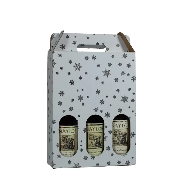 3 bottle Carrier | Snowflake Pattern | 750 mL